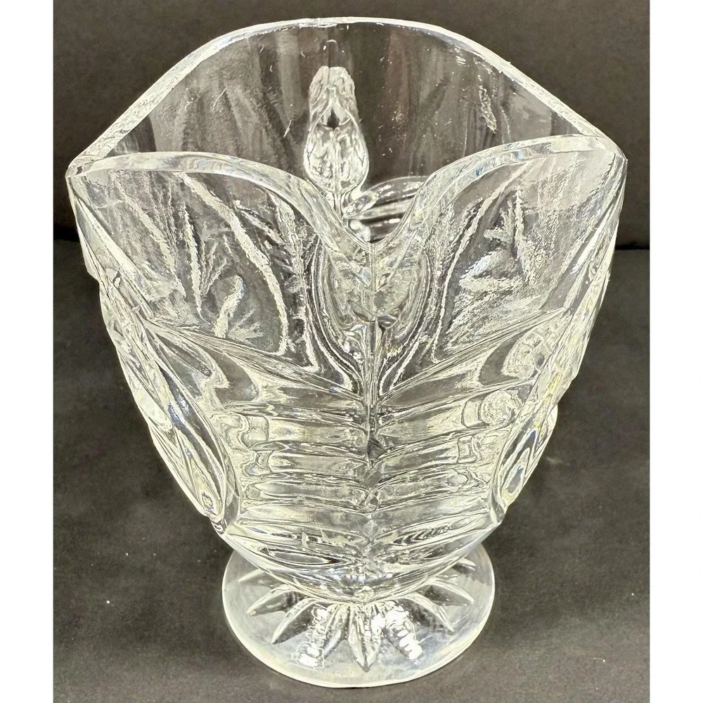 Ofnah Poland 24% Lead Crystal Creamer Sugar Bowl w/ Lid & Tray Pinwheel‎ Star Of
